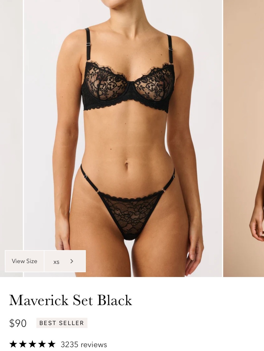 Maverick Lace Underwire Bra & Thong Set - Black
